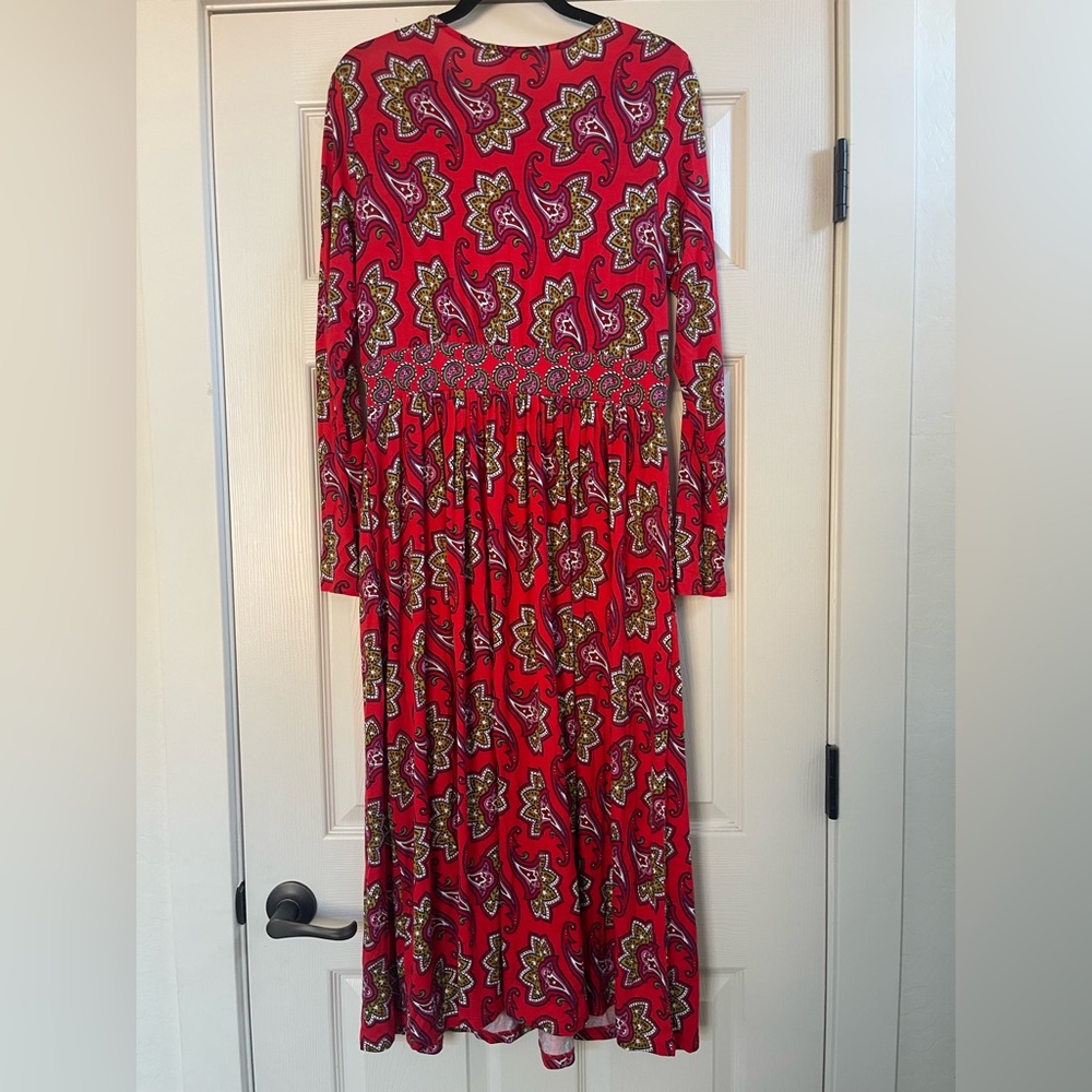 Women’s Boden Thea Long Sleeve Paisley Print Midi Dress Red Size 10R - Picture 9 of 9